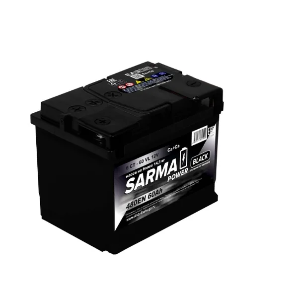Аккумулятор SARMA Black 60 Ач 480 А (EN), прямая полярность, LN2