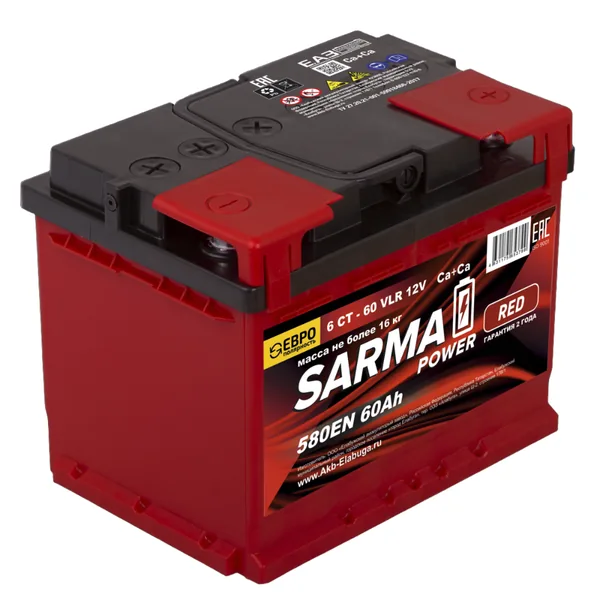 Аккумулятор SARMA power RED 60Ah euro EN580