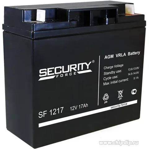 Аккумулятор Security Force 17 Ач, 182x77x166