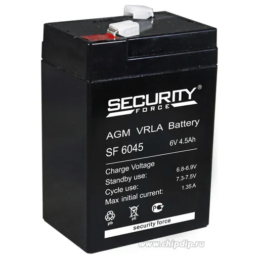 Аккумулятор Security Force 4.5 Ач, 70x47x100