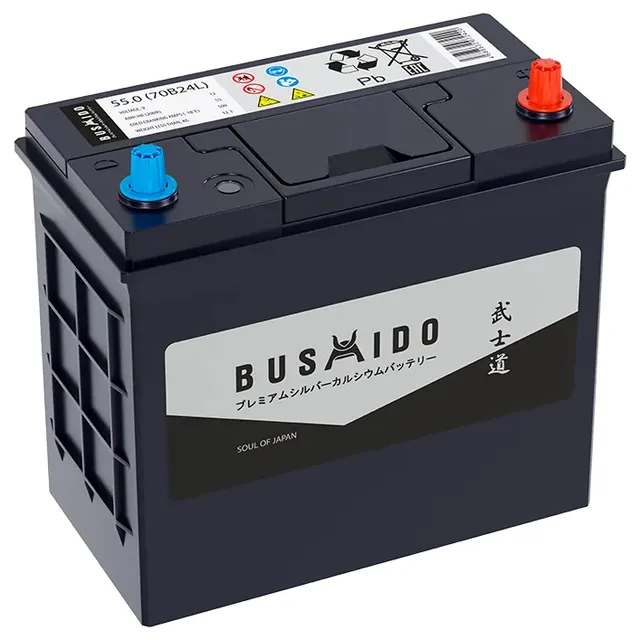 Аккумулятор BUSHIDO SJ 70B24L 55 Ач 470 А (JIS), обратная полярность