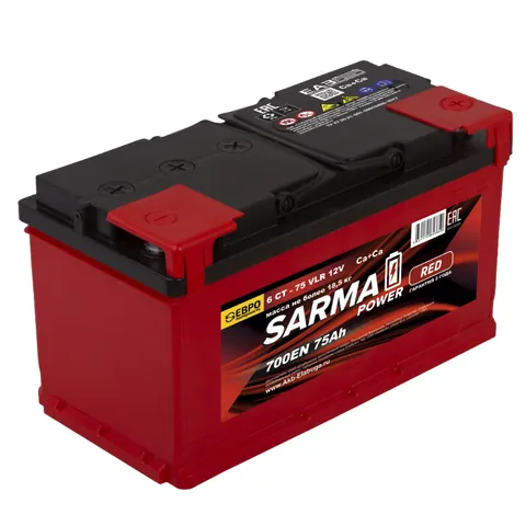 Аккумулятор SARMA RED 75 Ач 700 А (EN), обратная полярность, LN3